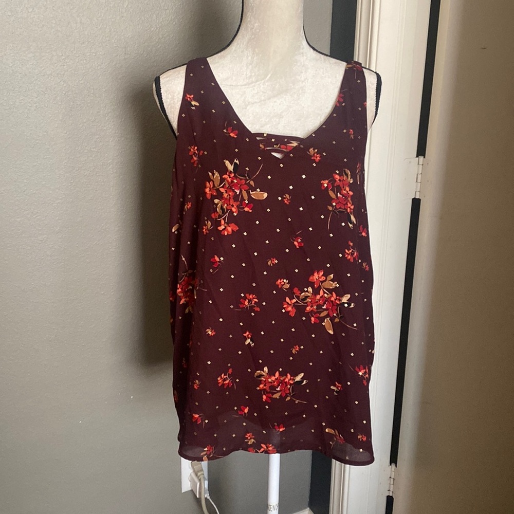 Maurices XL brown floral tank top